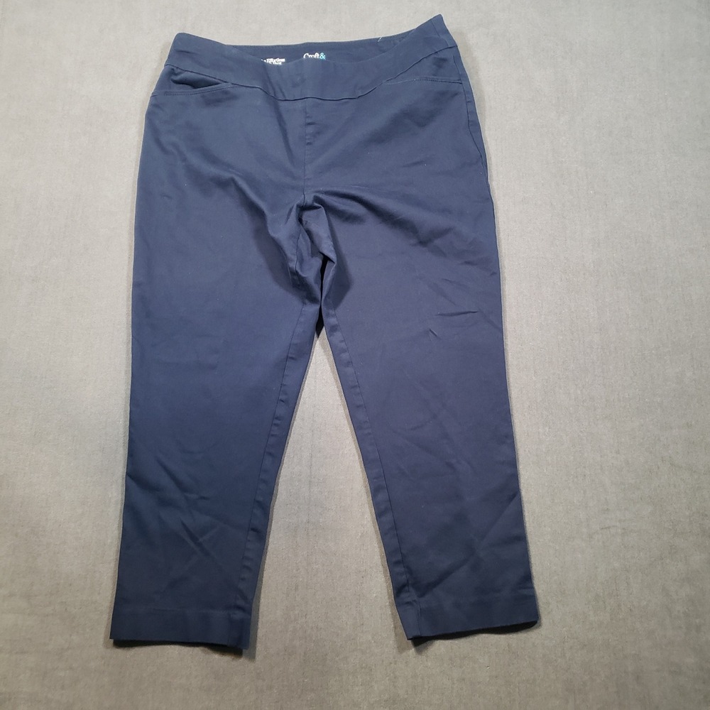 Croft & Barrow Effortless Stretch‎ Pant Womens 16P Short Navy Blue Pull On